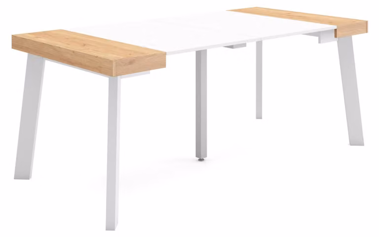 Tavolo consolle estensibile da 180 cm, rovere/bianco, per 8 persone