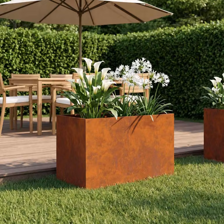 Vaso da giardino vidaXL in acciaio Corten color marrone L: 50 cm, P: 40 cm, H: 40 cm