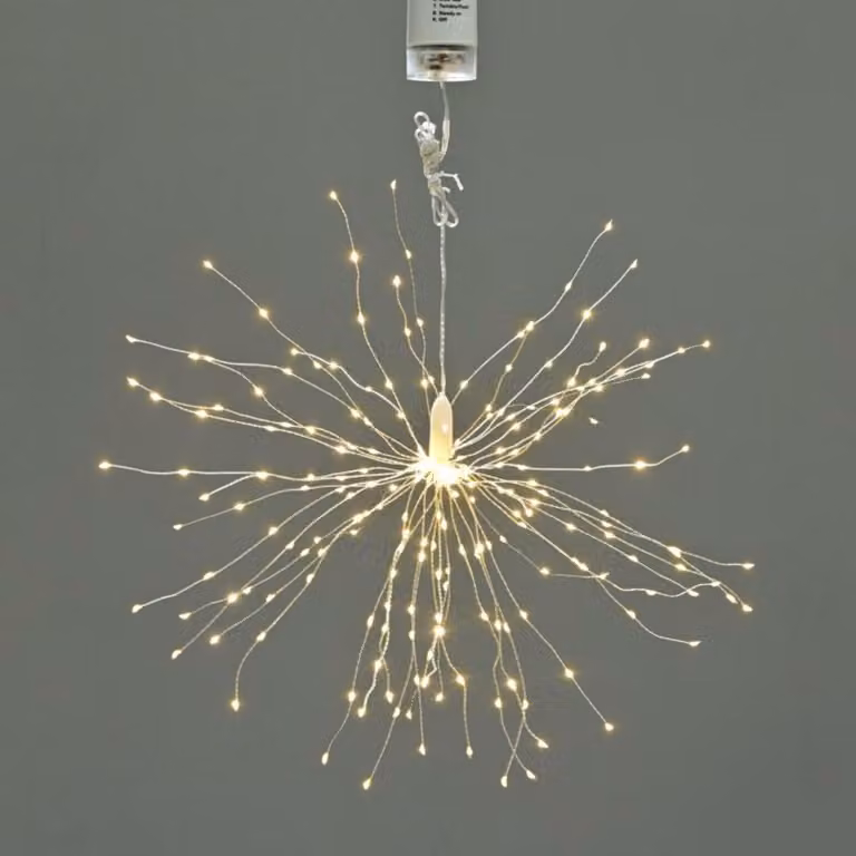 Luci natalizie ACA con 150 LED bianco caldo, filo di rame argentato, alimentazione a batterie (4xAA) + telecomando, grado di protezione IP44, X0115011811