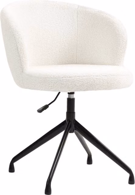 Sedia da ufficio ergonomica girevole in tessuto bouclé bianco altezza regolabile portata 120 kg design moderno per casa e studio