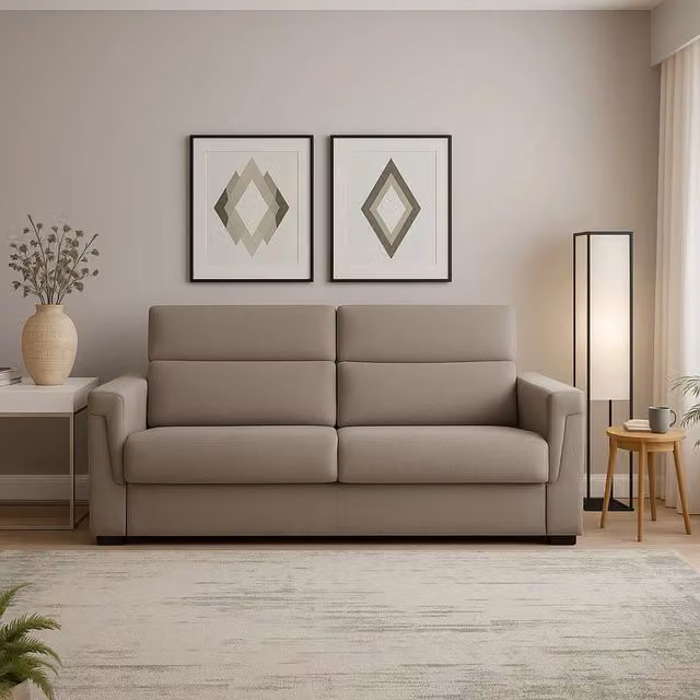Divano Cantu a 3 posti Made in Italy con rivestimento sfoderabile in tessuto Grigio, L: 225 cm, P: 95 cm, H: 45 cm – 1