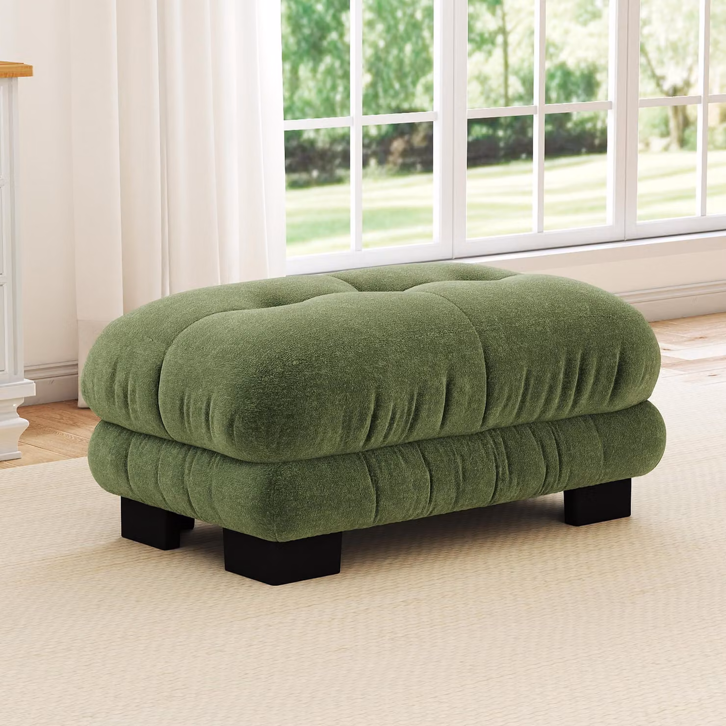Divano Paris, imbottito, versatile, confortevole, dal design moderno (verde)