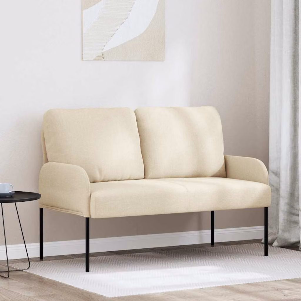 Divano vidaXL con cuscini in tessuto beige per soggiorno L: 115 cm, P: 80 cm, H: 56 cm