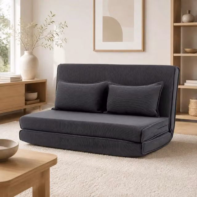 Poltrona da pavimento 135x88x74 cm 3 in 1 reclinabile in metallo grigio scuro
