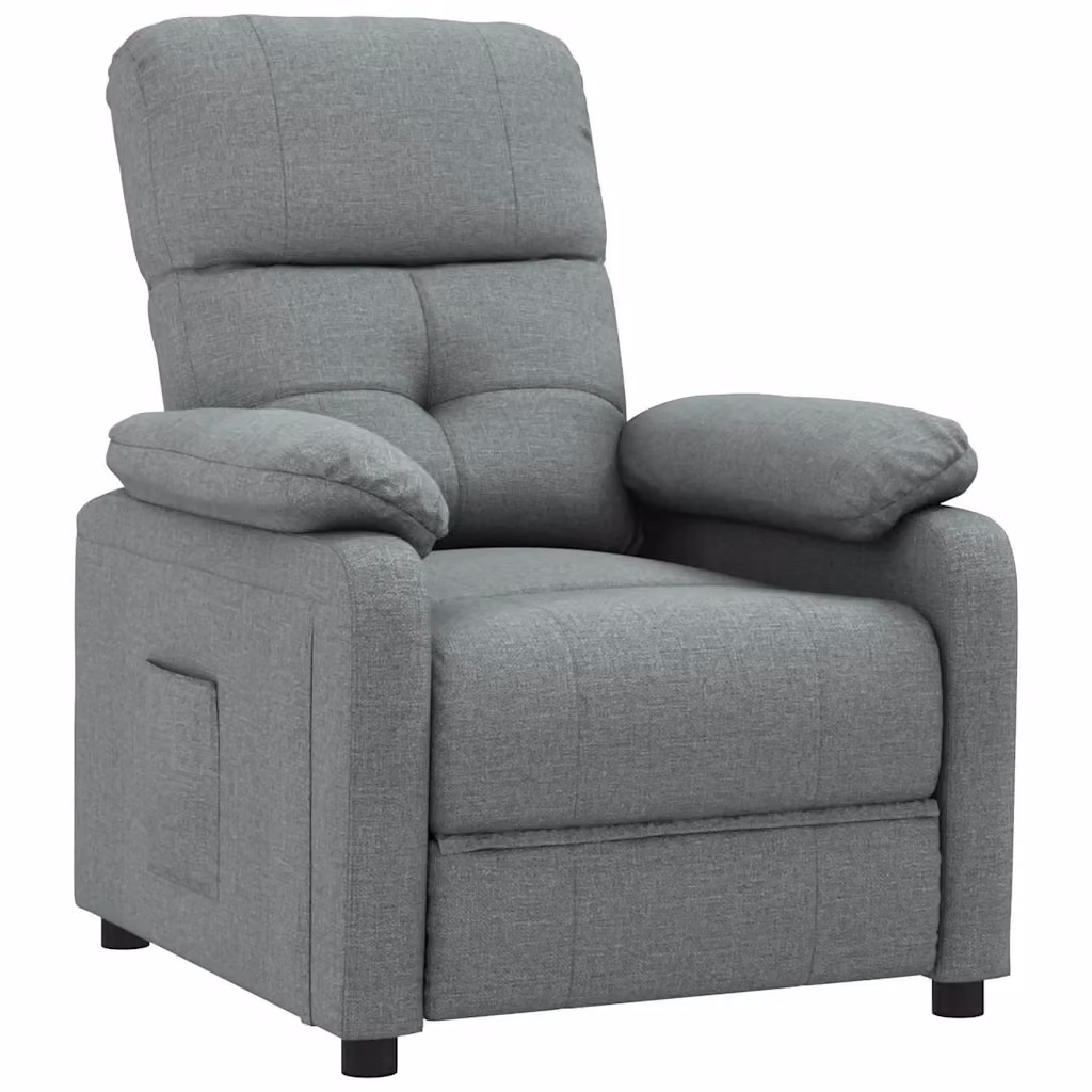 Poltrona Reclinabile Relax in Tessuto Grigio con Braccioli e Regolazione Manuale – 2