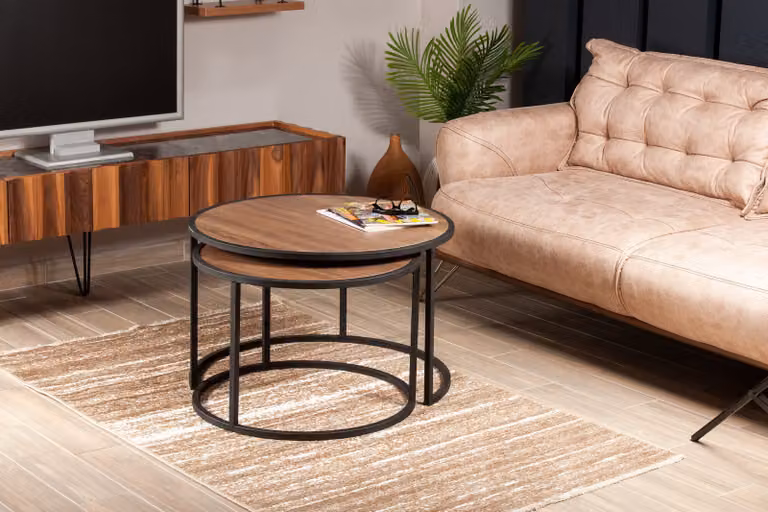 Skye Decor, Tambur- Tambur HDL, colore noce, nero, tavolini da salotto, 43x66x66 cm, pannello truciolare rivestito al 100% in melamina