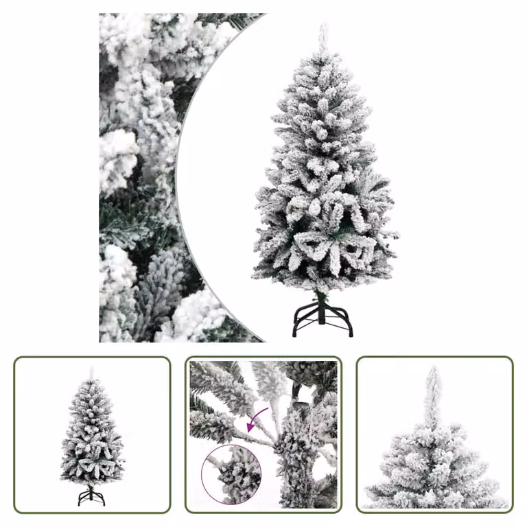 The Living Store Albero di Natale Artificiale Pieghevole Coperto di Neve 120 cm
