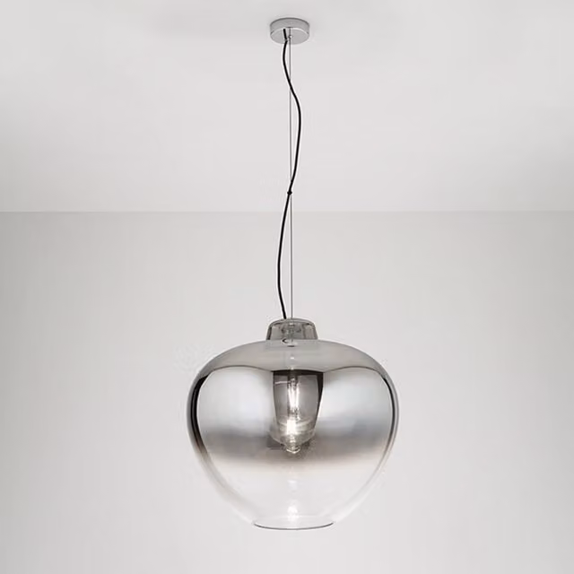 Sospensione Contemporanea Big Bowl Metallo Cromo Vetro Fumè 1 Luce E27