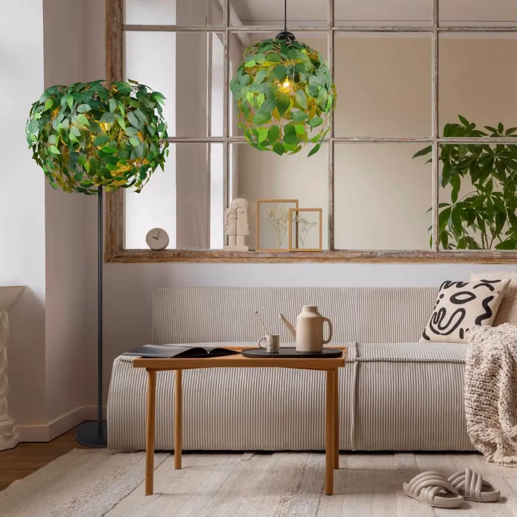 Piantana LED Leavy Trio Lighting in metallo e plastica, verde e nero, H 180 cm – 2
