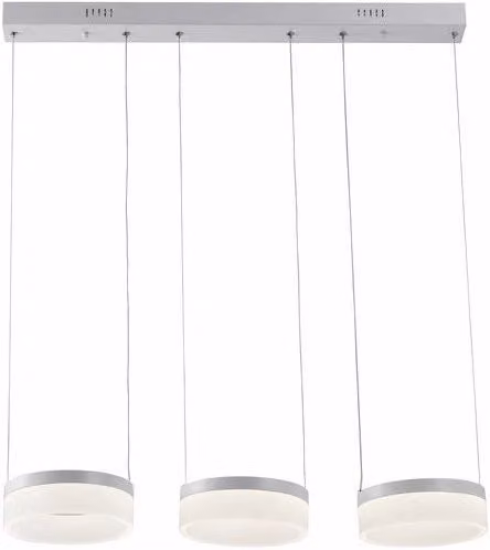 Lampada a sospensione LED Nicki di Reality Leuchten, design moderno in bianco e argento, con 3 luci e altezza regolabile