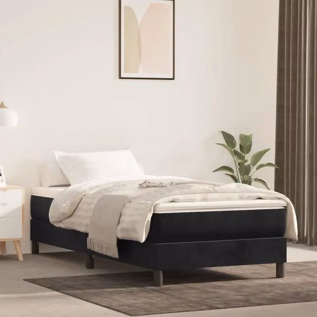 Giroletto a Molle con Materasso-Struttura Letto Nero 80x200 cm in Velluto 896794