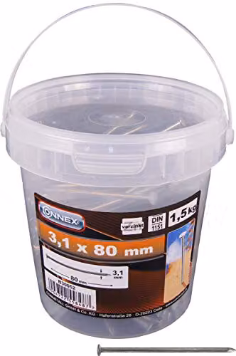 Secchiello chiodi testa piana 3,1x80 mm. 1,5 kg.