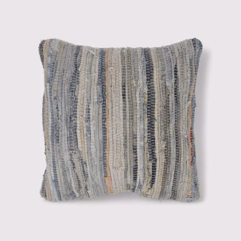 Armud - Cuscino quadrato con fantasia a righe beige e blu