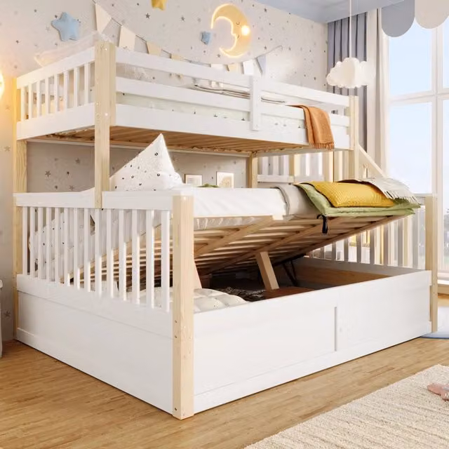 letto a castello pino bianco naturale 146.5 x 253 cm