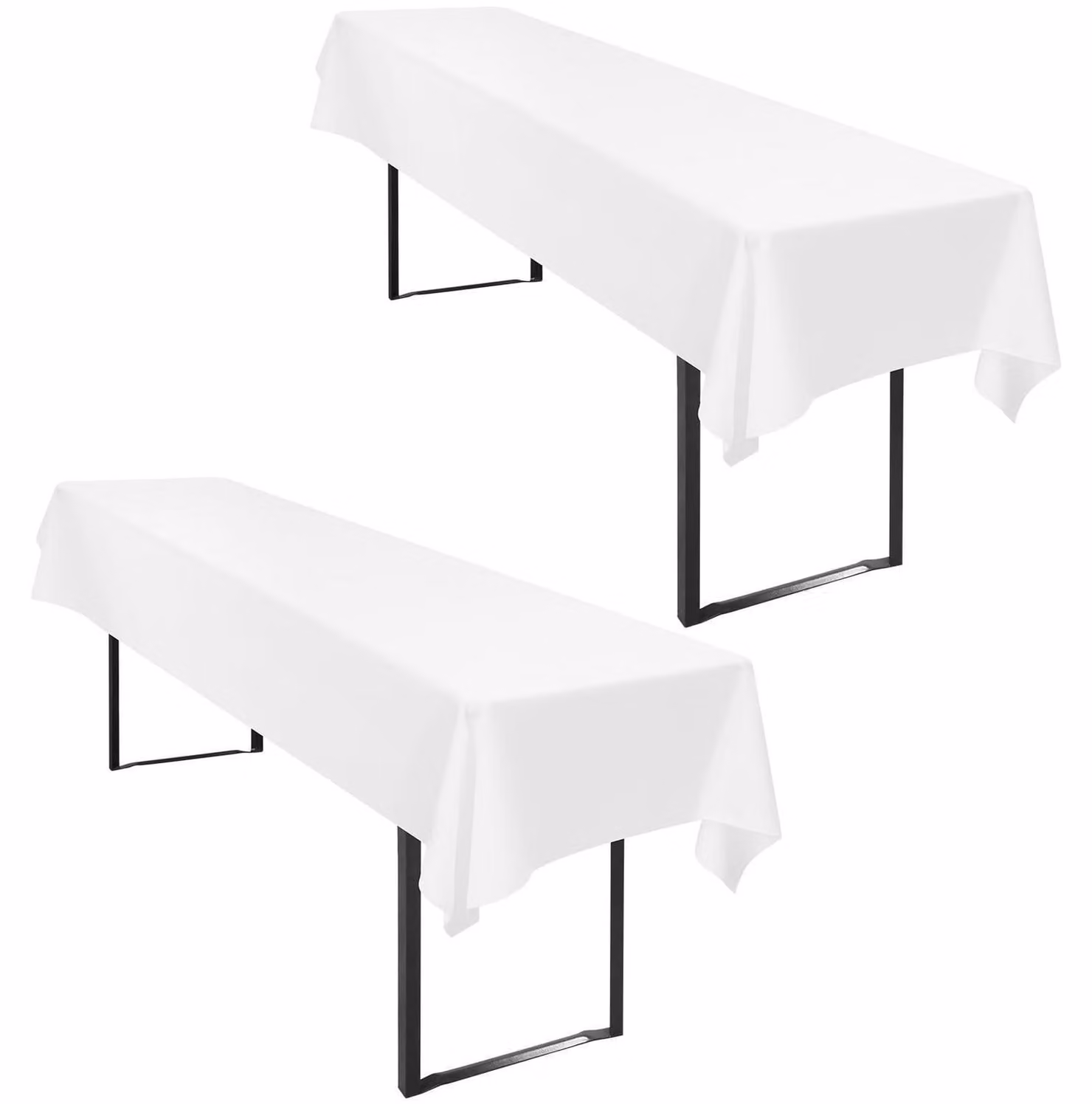 Tovaglia per birreria, set da 100 x 250 cm, colore bianco, 2 pezzi, in poliestere, impermeabile