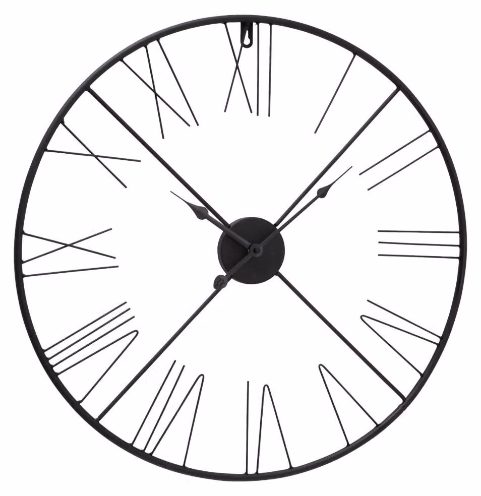 Orologio da parete, numeri romani, analogico, nero, 57 cm