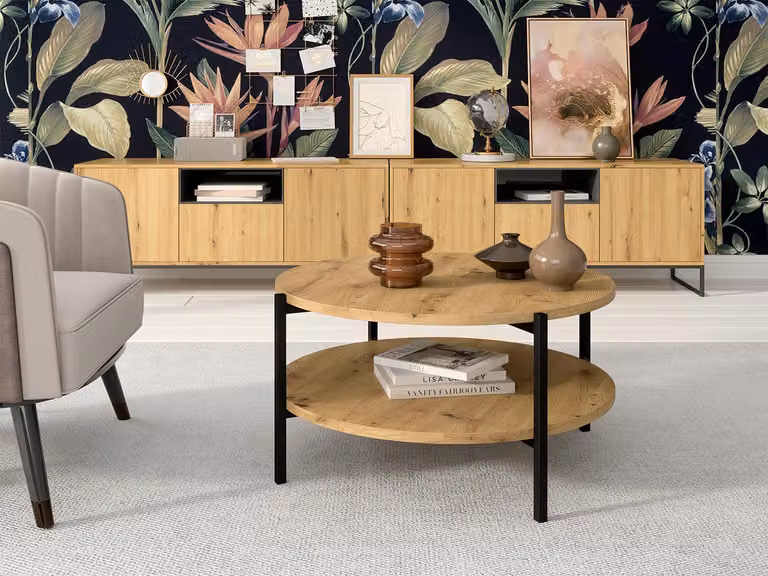 Tavolino da soggiorno PASQUAL 2 - rovere artisan / nero