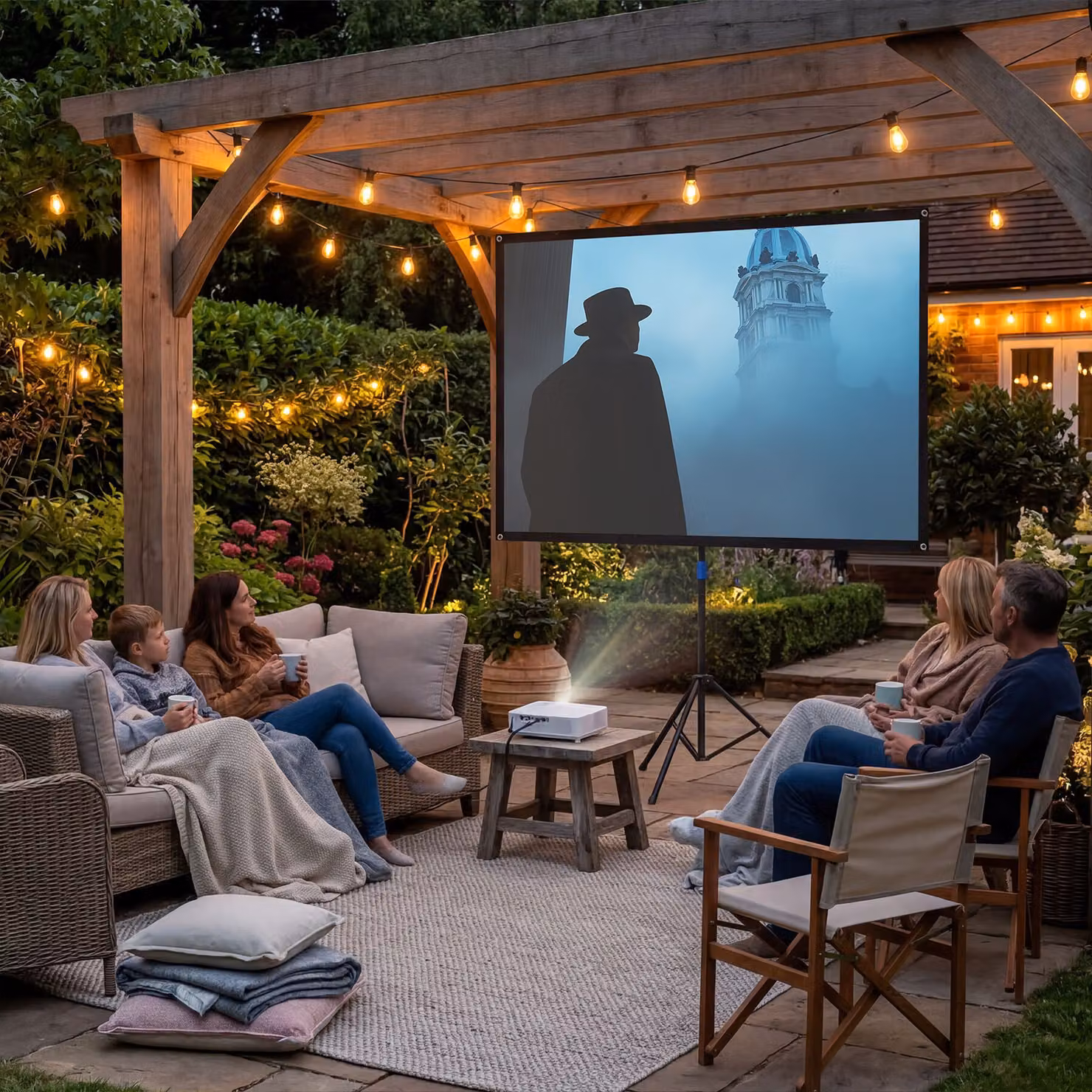 Schermo per proiettore Cinema tectake con treppiede pieghevole, formato 16:9, risoluzione 4K UHD, colore bianco – 1