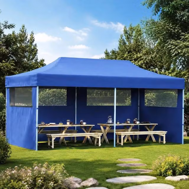 Pop-Up Party Tent, Foldable, Blue, 3x6 M