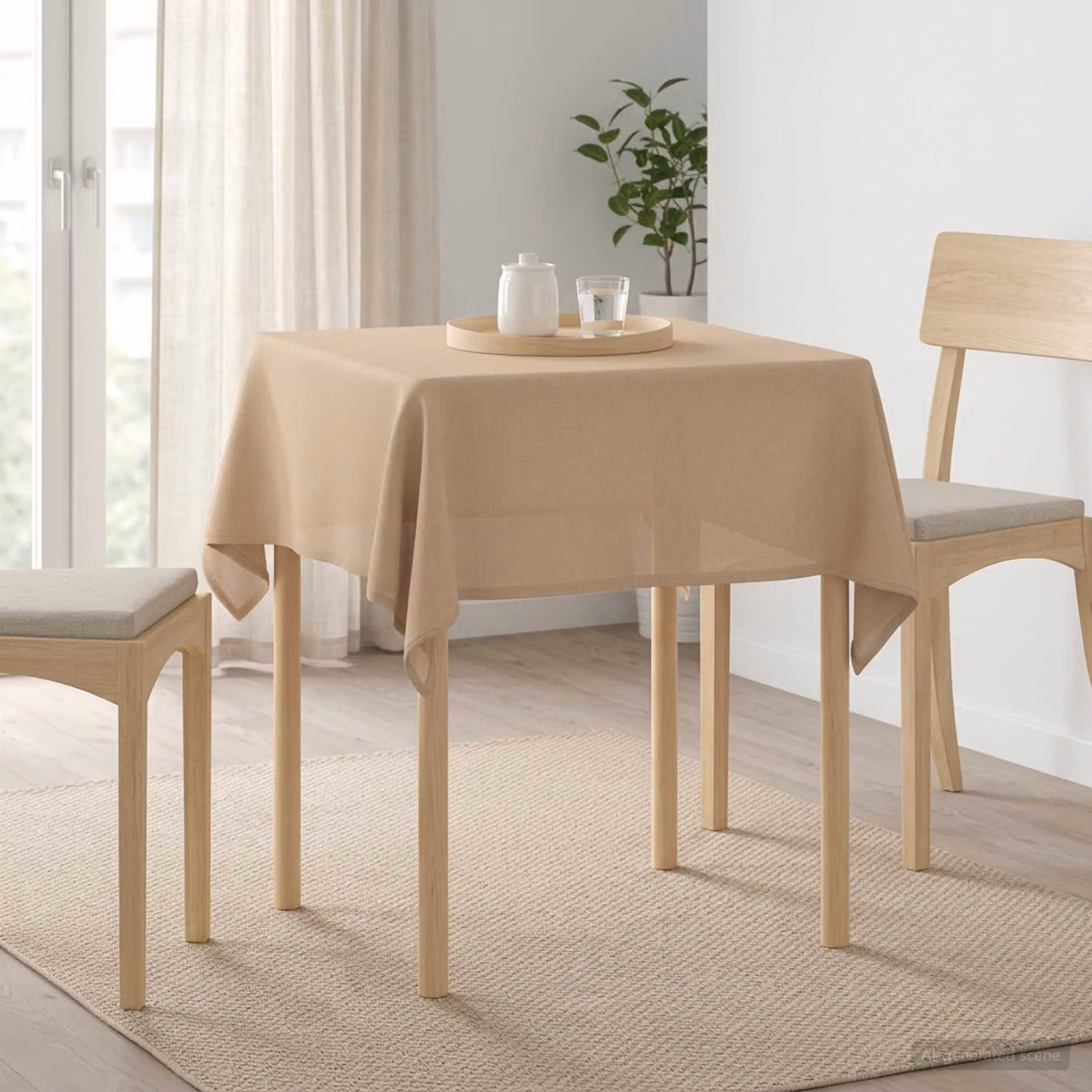 Tovaglia da tavolo quadrata vidaXL beige in poliestere idrorepellente 110 x 110 cm