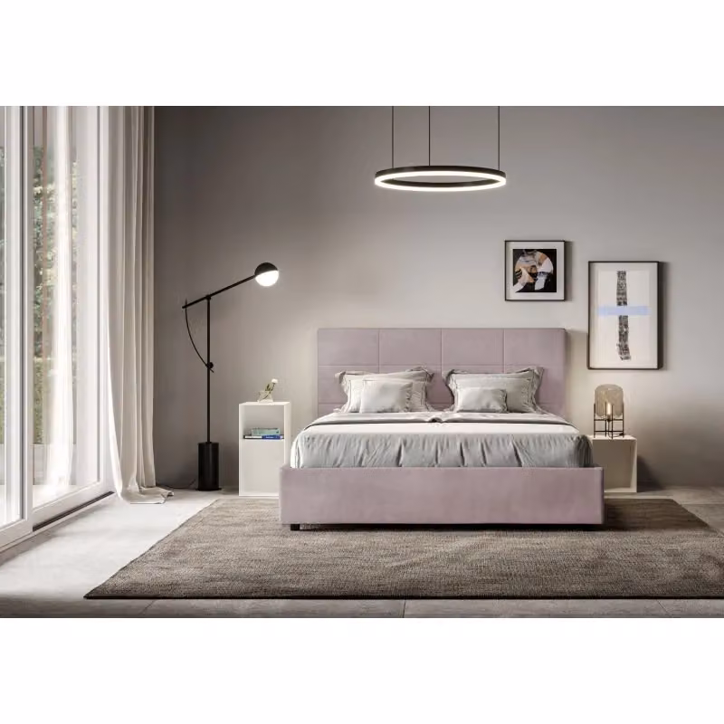 Letto imbottito con contenitore Ityhome Mika in microfibra color viola L/P/H: 220 x 130 x 145 cm – 2