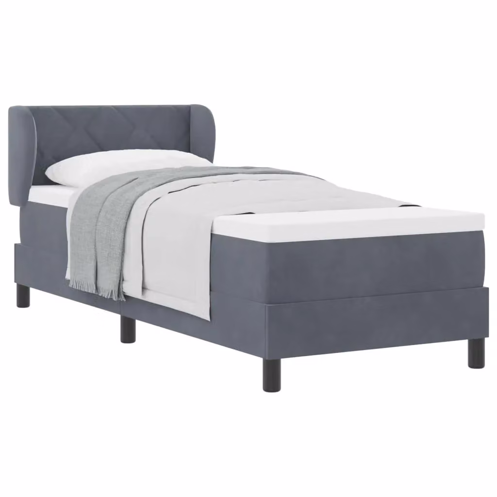 Letto a molle con testiera in velluto grigio vidaXL L/P/H: 80 x 200 cm – 2
