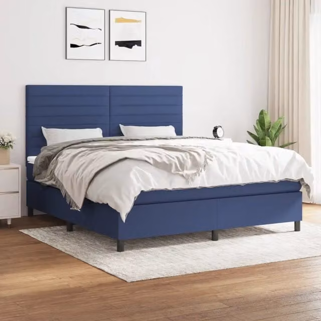 Letto Ibrido con Giroletto a Molle e Materasso vidaXL, Blu e Bianco, L/P: 160 x 200 cm