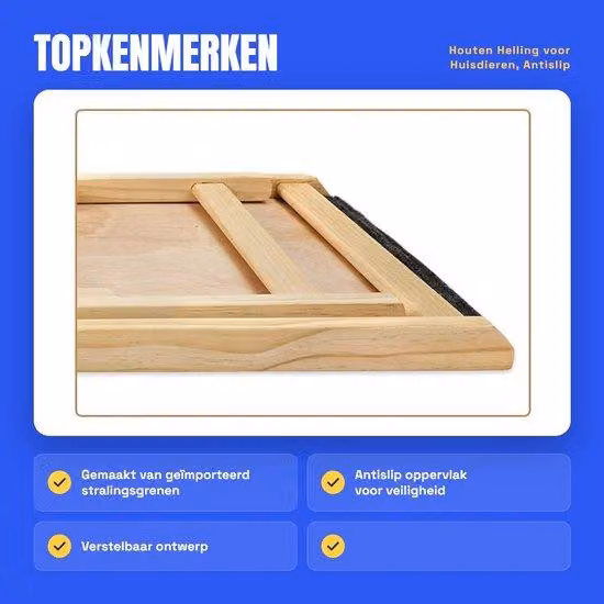 Tappetino per cani da interno - In legno - Regolabile - Antiscivolo - Pieghevole - Resistente - Struttura stabile
