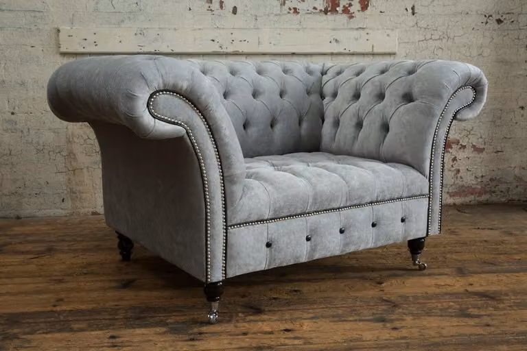 Design Chesterfield Stoff Couch Sessel 1.5 Sitzer Polster Sofas Lounge Club