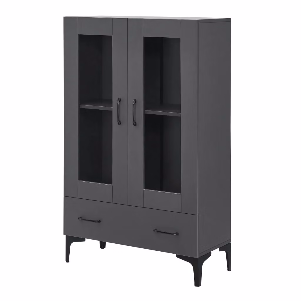 Credenza con Vetrina Søndersø en.casa Grigio Scuro L 115 x P 70 x H 31 cm – 2