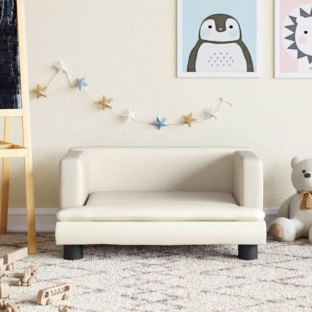 Divano per bambini vidaXL in similpelle beige L/P/H: 60 x 40 x 30 cm