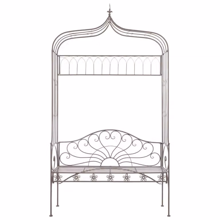 Panchina da giardino 122 cm in ferro marrone antico
