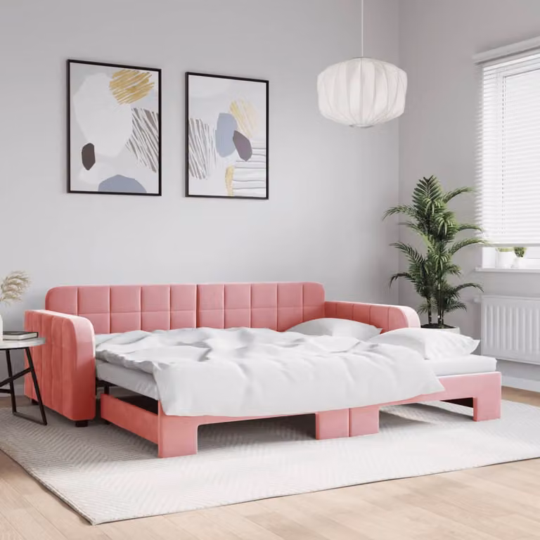 Divano Letto con Letto Estraibile vidaXL in Velluto Rosa 90x200 cm