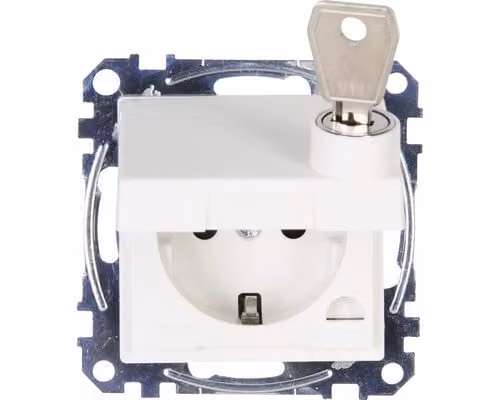 Kopp 951529001 Presa di corrente bloccabile con coperchio a cerniera + protezione tattile avanzata Athenis 55 bianco puro