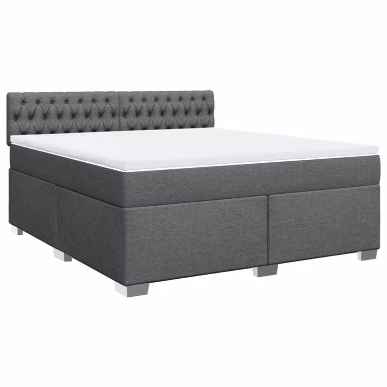 Giroletto a Molle con Materasso Grigio Scuro 180x200 cm Tessuto