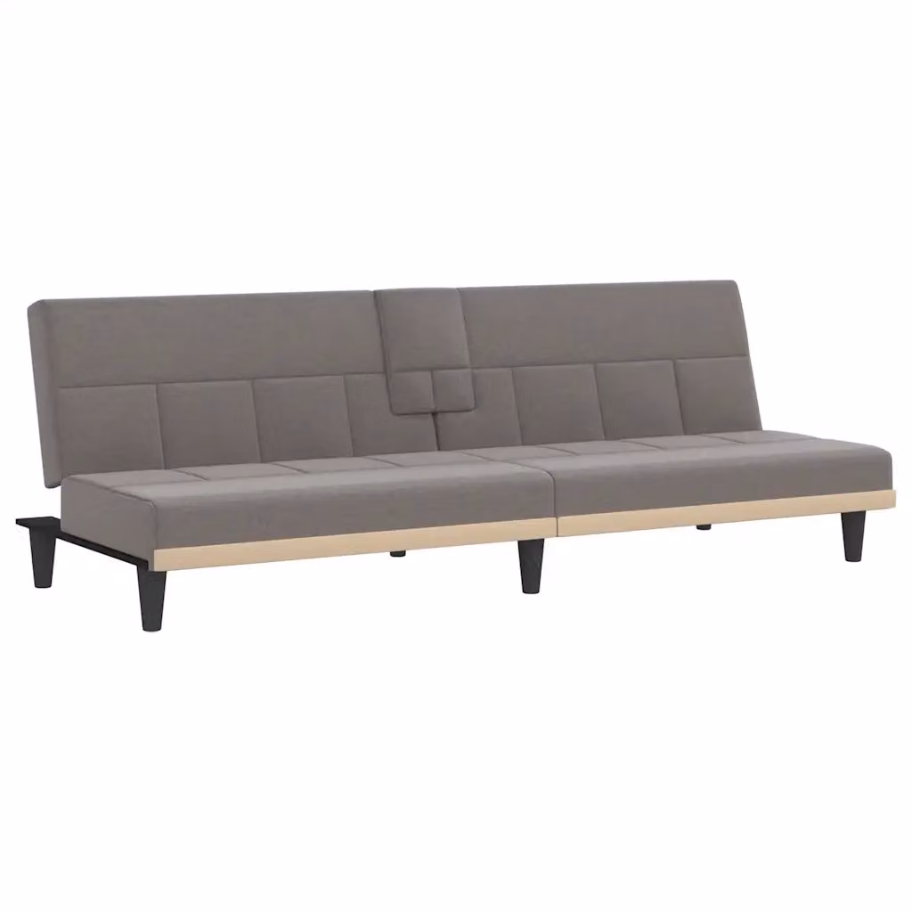 Divano Letto Moderno vidaXL in Tessuto Grigio e Beige con Portabicchieri – 2
