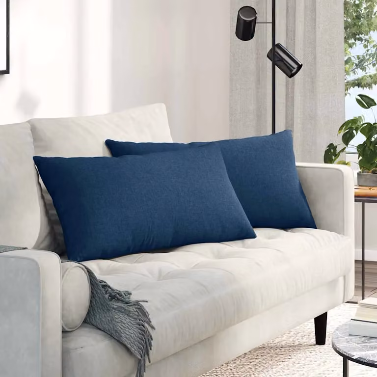 Set di 2 cuscini da divano vidaXL in tessuto blu con fodera rimovibile, L 80 cm x P 40 cm