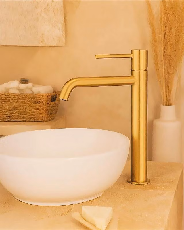 Rubinetto alto per ciotola senza scarico ottone oro spazzolato Memo