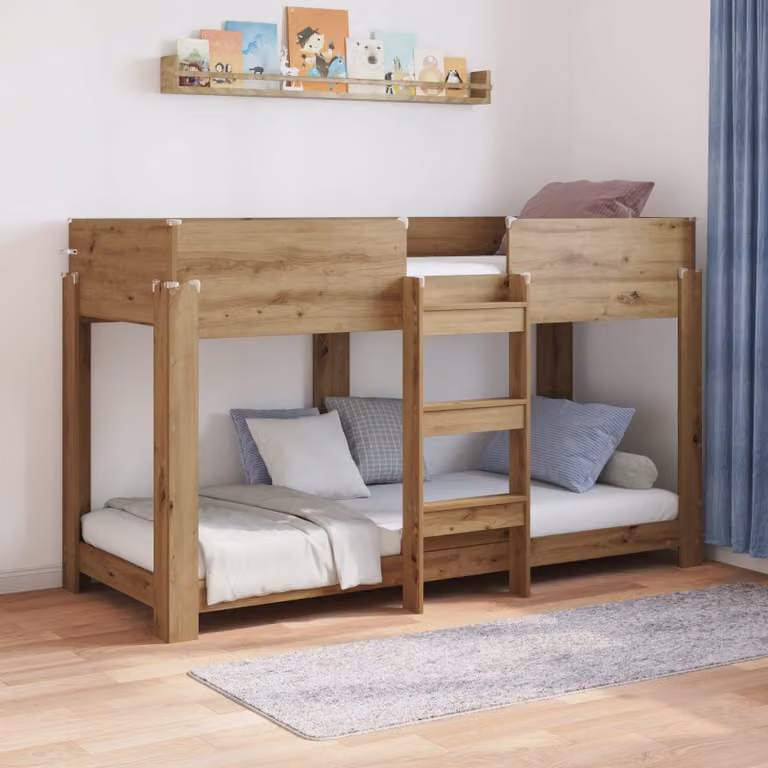 Letto a Castello per Bambini vidaXL in Legno Rovere Marrone L: 196 cm, P: 89 cm, H: 117 cm