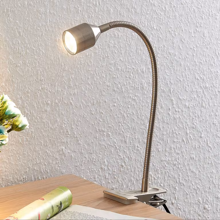 Lampada con morsetto Djamila Lindby, Alluminio / Grigio / Zincato, Studio / Ufficio, Metallo, Moderno, Lampada con morsetto