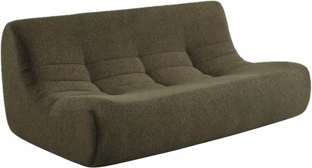 Poltrona moderna Sweeek in tessuto bouclé beige o verde con imbottitura in schiuma, L: 72 cm, P: 105 cm, H: 76 cm