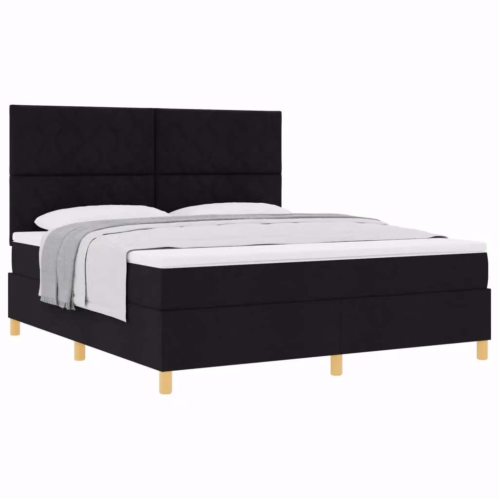 Letto a molle con testiera vidaXL in tessuto nero L 180 x P 200 cm – 2