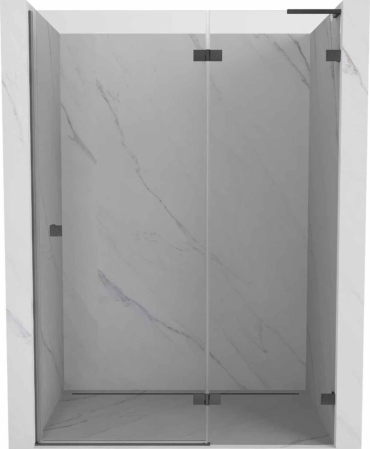 Mexen Lunar L porta doccia scorrevole destra 140 cm, trasparente, grigio canna di fucile spazzolato - 834L-140-000-66-00-P