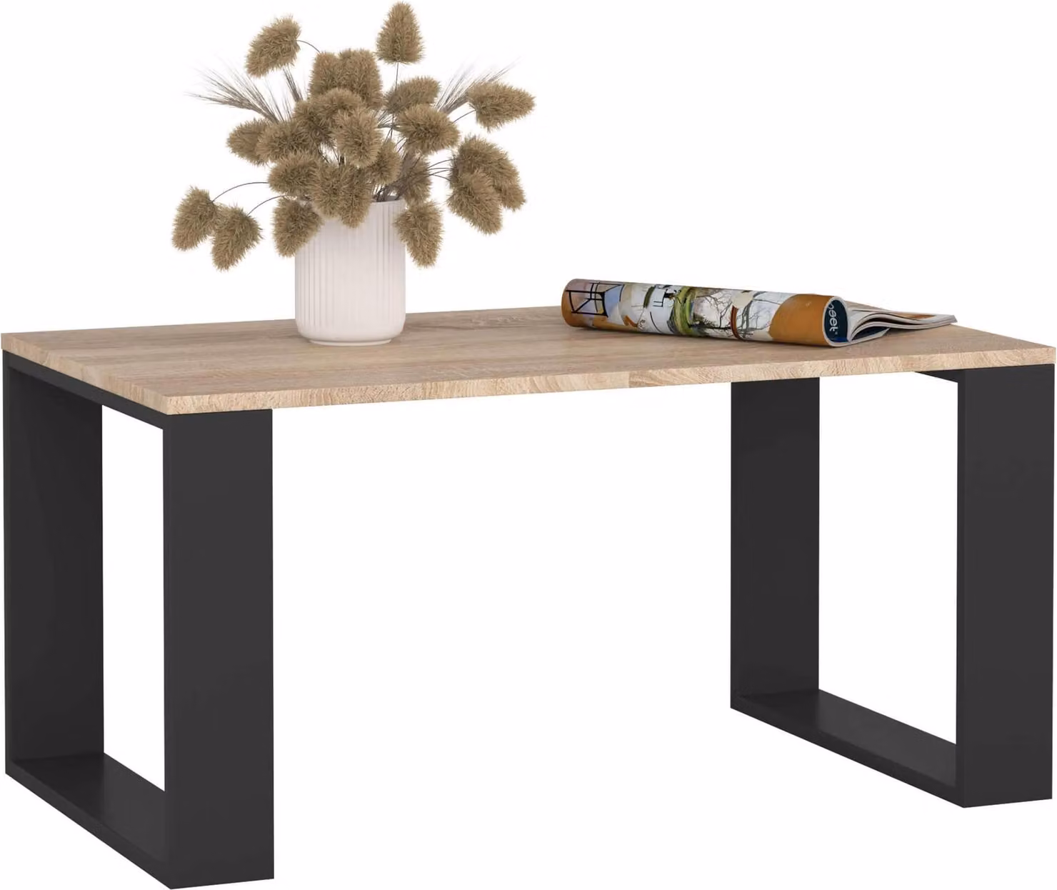 Tavolino da caffè Nox in ecopelle con ripiano e gambe nere 92 cm