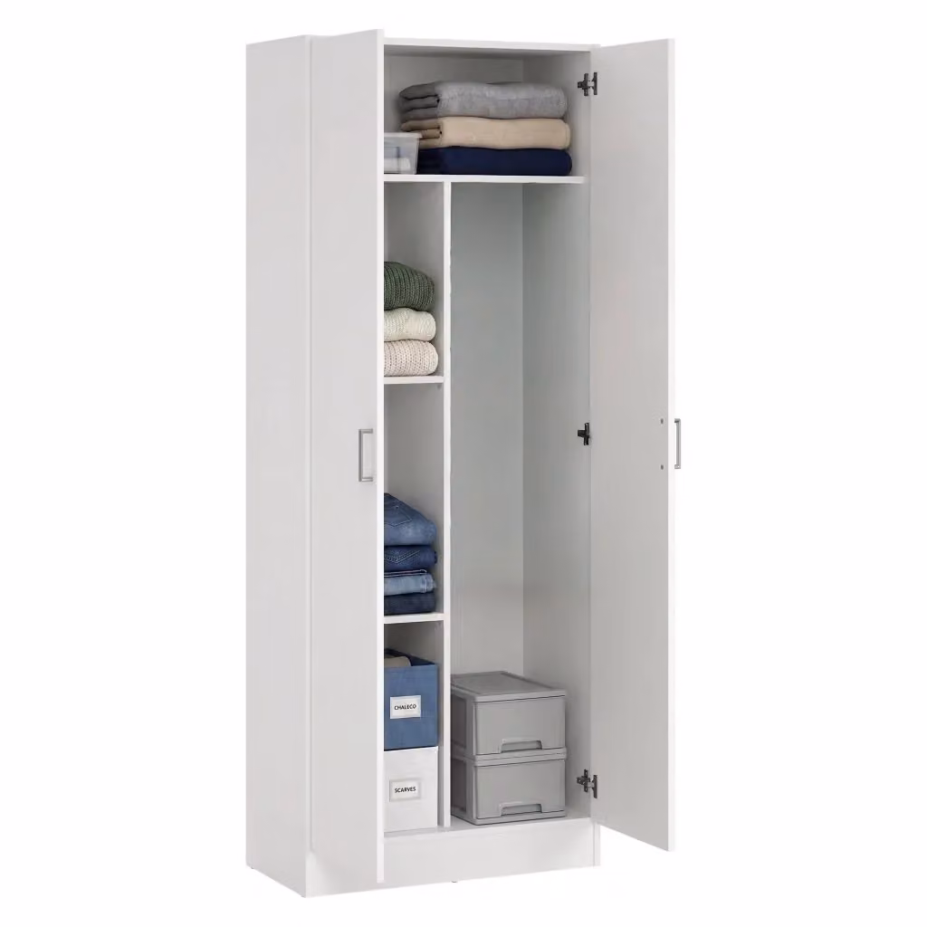 Armadio Multiuso Sora DMORA con 2 Ante e 3 Ripiani, Bianco, L: 34.6 cm, H: 180 cm, P: 69.2 cm – 2