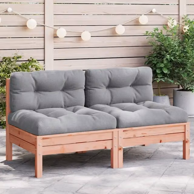 Divano da esterno-Divani Giardino Senza Braccioli con Cuscini 2 pz Legno Douglas 213551