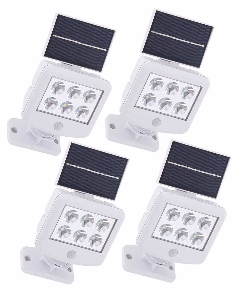 Set di 4 luci solari a LED, colore bianco, con sensore di movimento, lunghezza 12,8 cm
