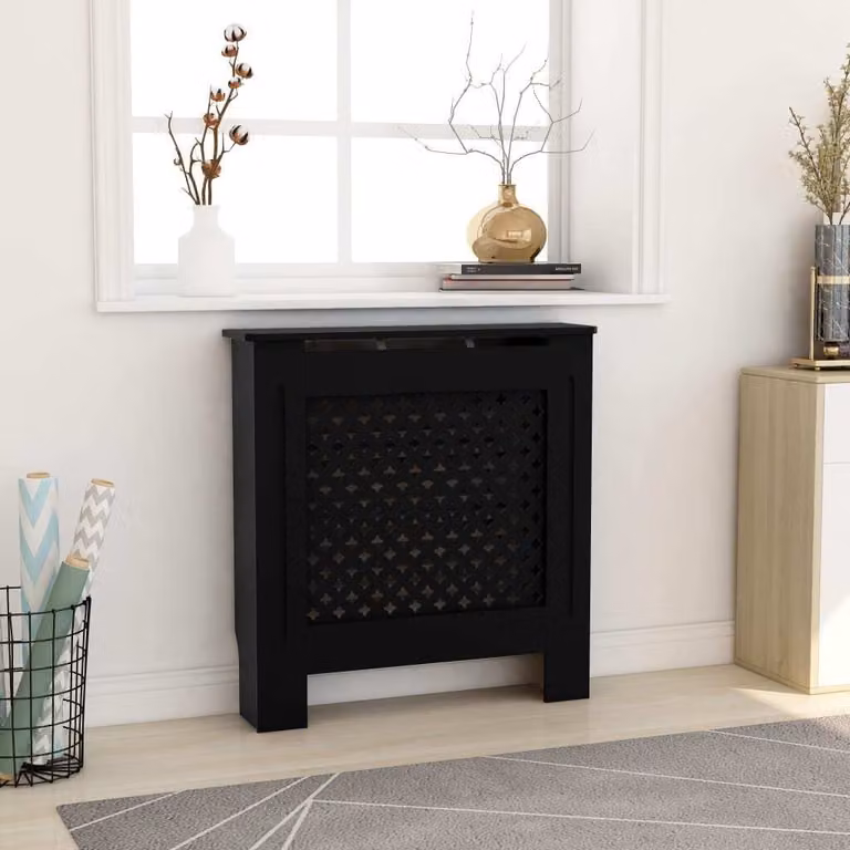 The Living Store Copriradiatore in MDF nero 78 cm