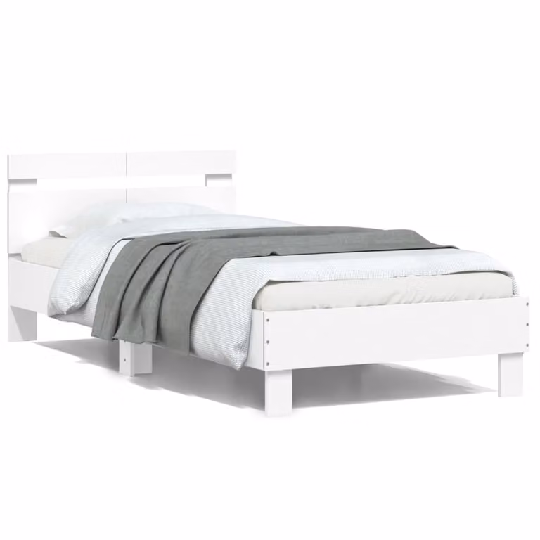 vidaXL Giroletto con Testiera, Illuminazione LED e Porta USB, Bianco, L/P/H: 200 x 100 x 70 cm