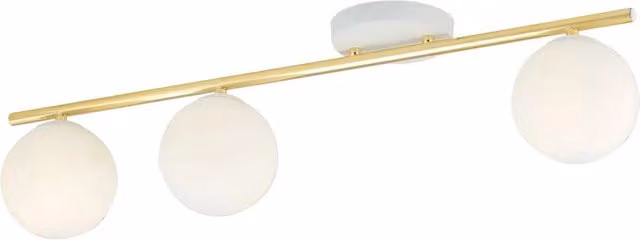 Plafoniera Contemporanea Luceart-Classic con 3 Luci in Metallo Oro e Sfere in Vetro Bianco
